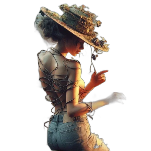 dress, hat, crown, staff transparent PNG cut-out