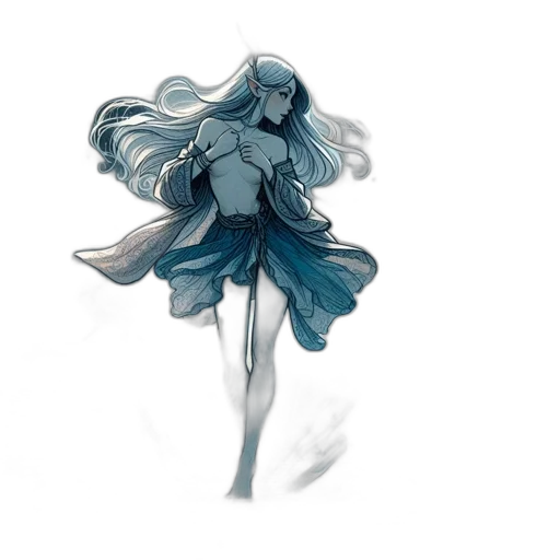 dress, hair, creature, flower transparent PNG cut-out