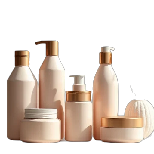 bottle, 3d render, earth tones, golden transparent PNG cut-out