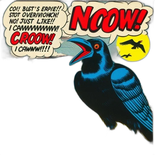 comic book art, crow, beach, shocks transparent PNG cut-out