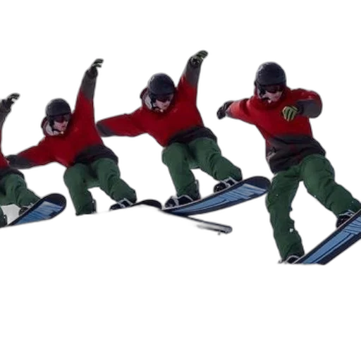 3d render, concept art, three, snowboarders transparent PNG cut-out