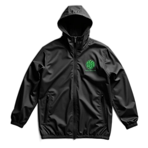 jacket, green, black, windbreaker transparent PNG cut-out