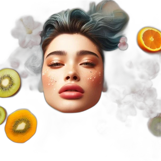 face, photorealistic, 3d render, watercolor transparent PNG cut-out