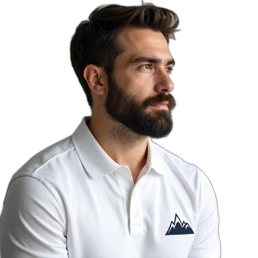 jacket, staff, face, photorealistic transparent PNG cut-out