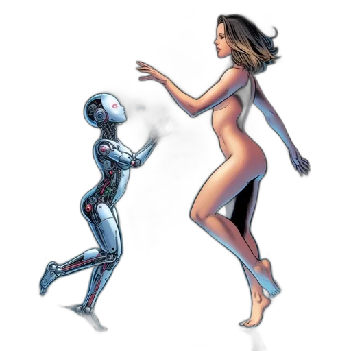 robot, concept art, comic book art, cyberpunk transparent PNG cut-out