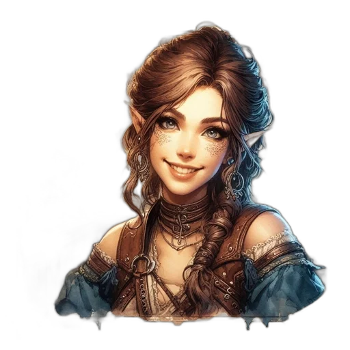 face, staff, dress, jewelry transparent PNG cut-out