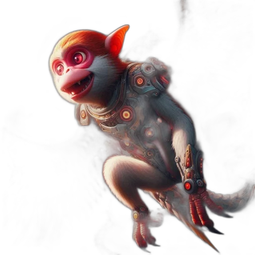 creature, staff, dragon, robot transparent PNG cut-out