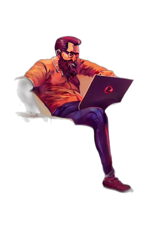 jacket, staff, pixel art, concept art transparent PNG cut-out
