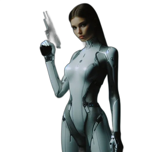 robot, concept art, 3d render, cyberpunk transparent PNG cut-out