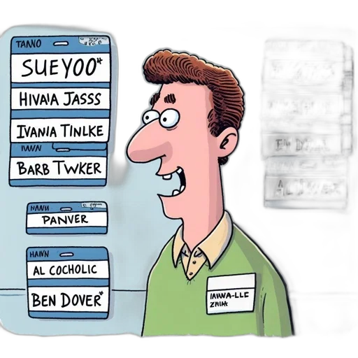 staff, cartoon, man, stands transparent PNG cut-out