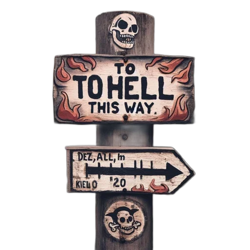 concept art, eerie, signpost, stands transparent PNG cut-out