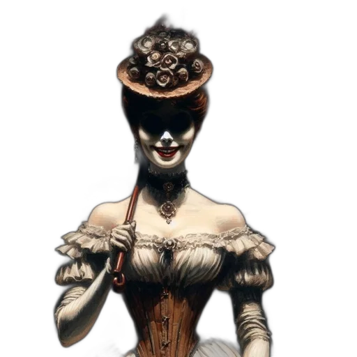 mask, dress, hat, staff transparent PNG cut-out