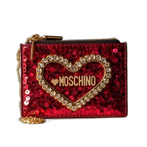 love, moschino, cardholder, sequin transparent PNG cut-out