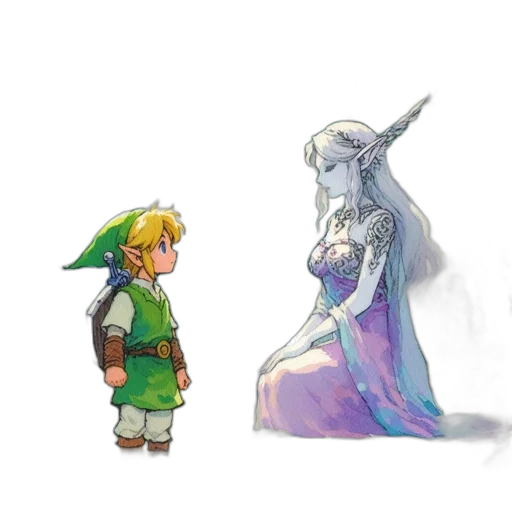 dress, sword, dragon, pixel art transparent PNG cut-out