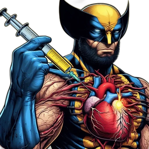 comic book art, concept art, wolverine, portrayed transparent PNG cut-out