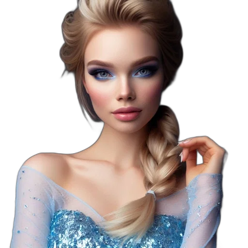 dress, jewelry, face, photorealistic transparent PNG cut-out