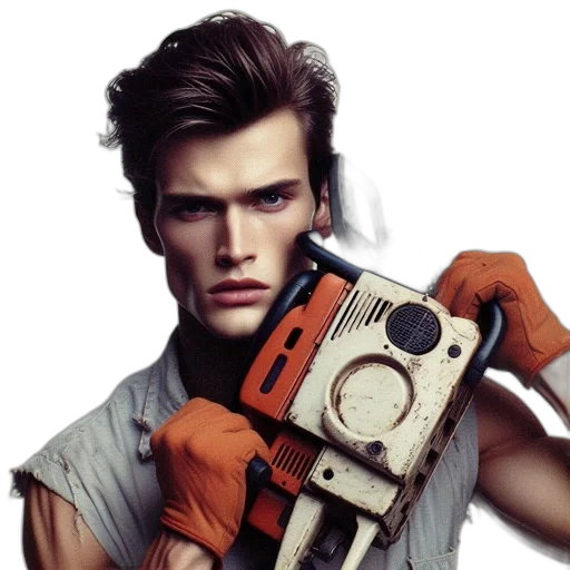 robot, jacket, weapon, face transparent PNG cut-out