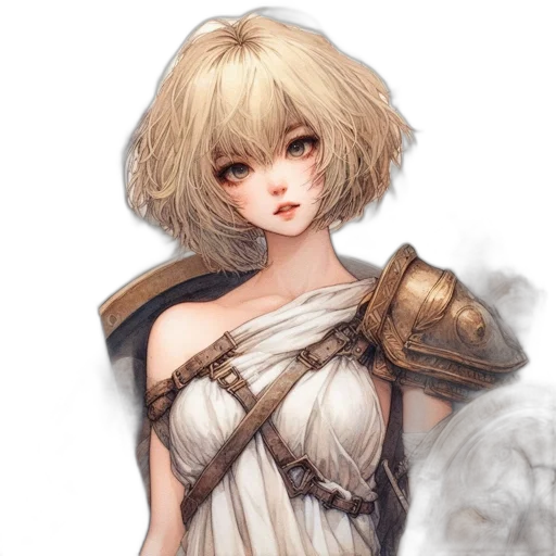 dress, sword, staff, face transparent PNG cut-out