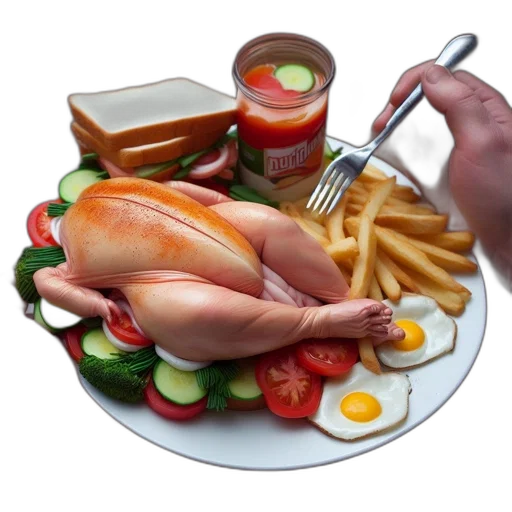 food, 3d render, photorealistic, meticulously transparent PNG cut-out