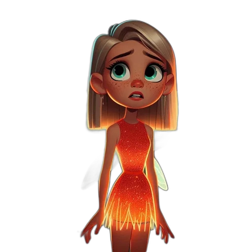 dress, hair, staff, creature transparent PNG cut-out