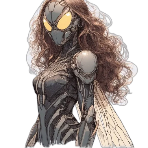 mask, robot, hair, concept art transparent PNG cut-out