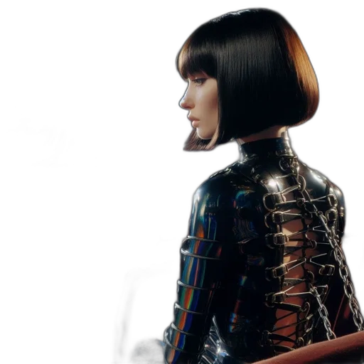 hair, robot, jacket, cyberpunk transparent PNG cut-out