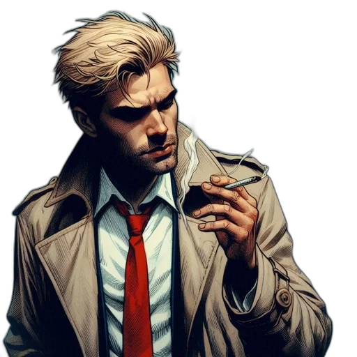jacket, face, comic book art, concept art transparent PNG cut-out