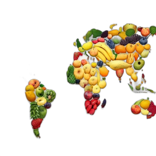 food, world, map, creatively transparent PNG cut-out