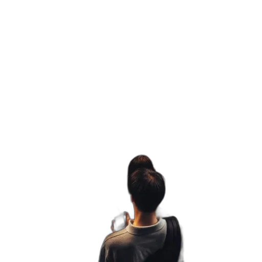 jacket, dress, staff, hair transparent PNG cut-out