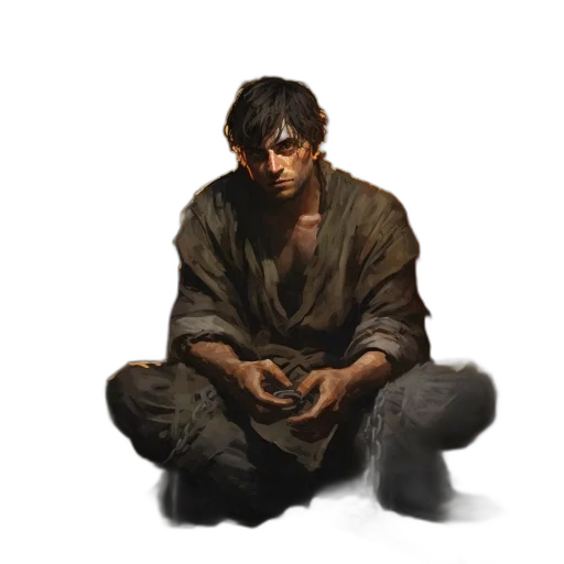 face, jacket, weapon, staff transparent PNG cut-out