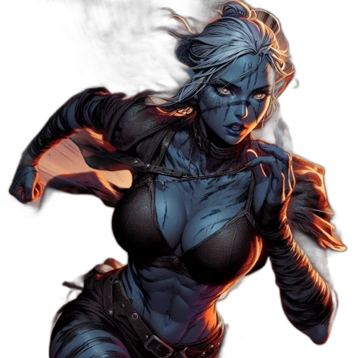 comic book art, concept art, fantasy art, cyberpunk transparent PNG cut-out