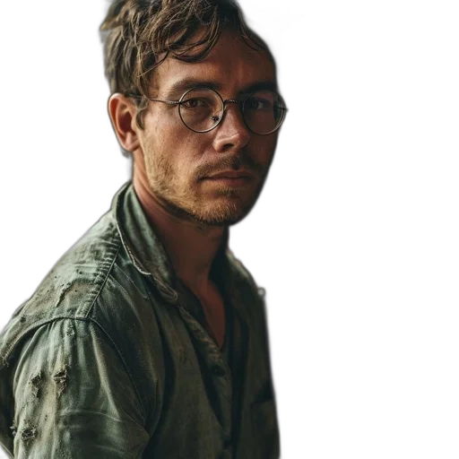 staff, jacket, face, hair transparent PNG cut-out