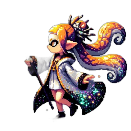 staff, dragon, creature, pixel art transparent PNG cut-out