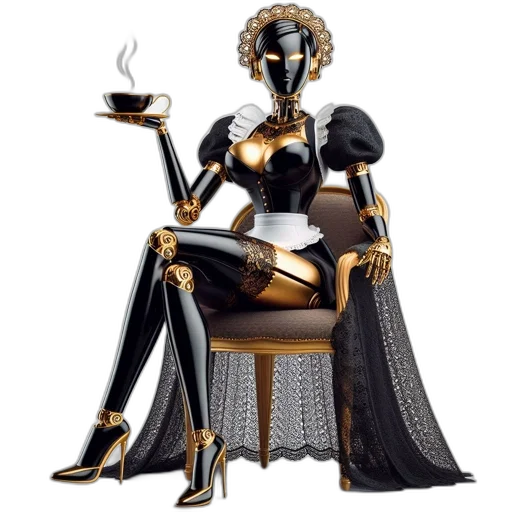 robot, concept art, fantasy art, golden transparent PNG cut-out