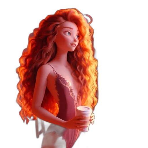 dress, hair, 3d render, fantasy art transparent PNG cut-out