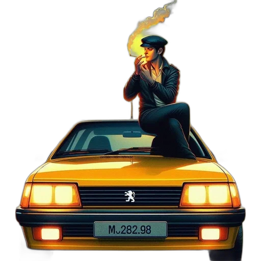 car, hat, staff, jacket transparent PNG cut-out
