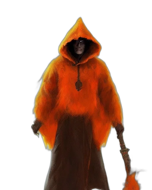 jacket, staff, creature, mask transparent PNG cut-out