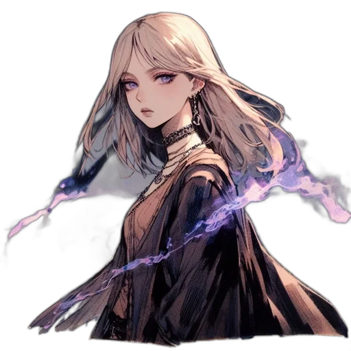 staff, weapon, dress, hair transparent PNG cut-out