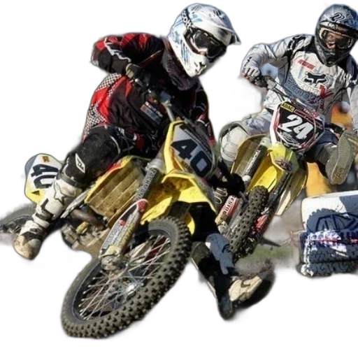 two, dirt, bike, racers transparent PNG cut-out