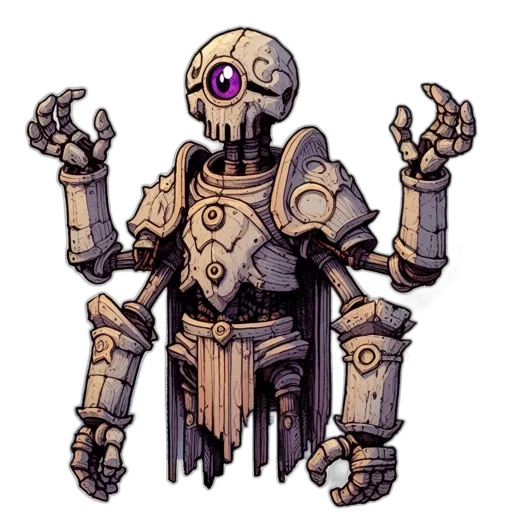 robot, staff, concept art, pixel art transparent PNG cut-out