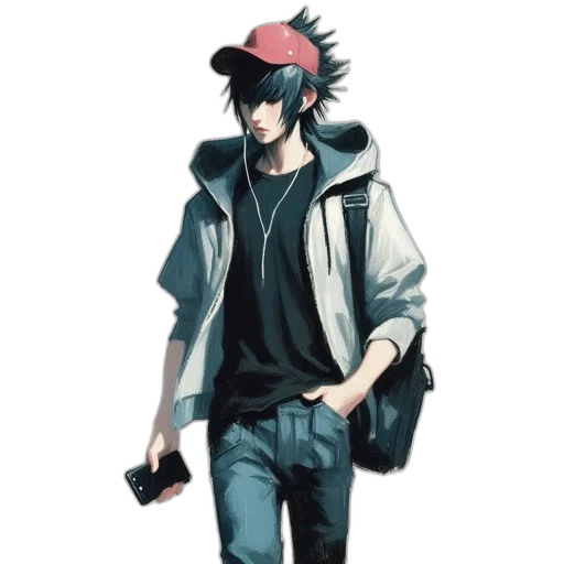 jacket, hat, staff, weapon transparent PNG cut-out