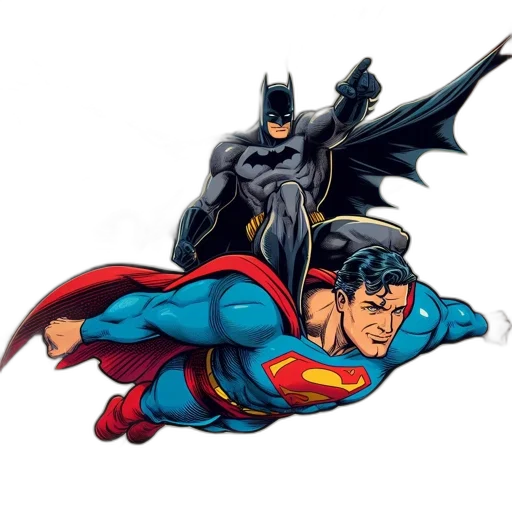 comic book art, concept art, batman, superman transparent PNG cut-out