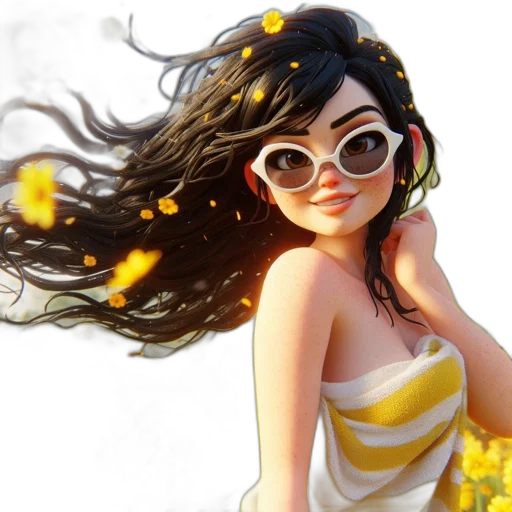 flower, dress, fantasy art, 3d render transparent PNG cut-out