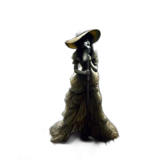 dress, hat, staff, mask transparent PNG cut-out