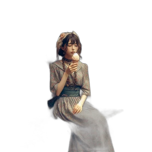 dress, staff, umbrella, creature transparent PNG cut-out