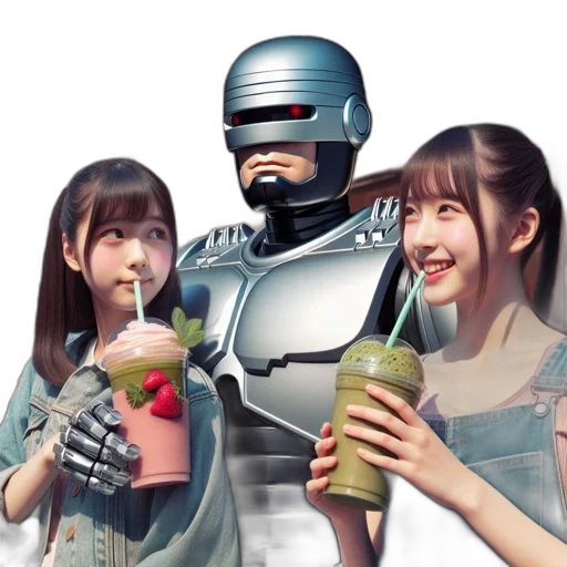 robot, food, vaporwave, concept art transparent PNG cut-out
