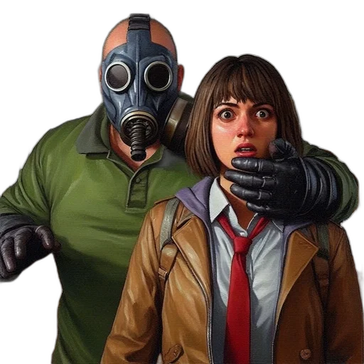 mask, jacket, face, weapon transparent PNG cut-out