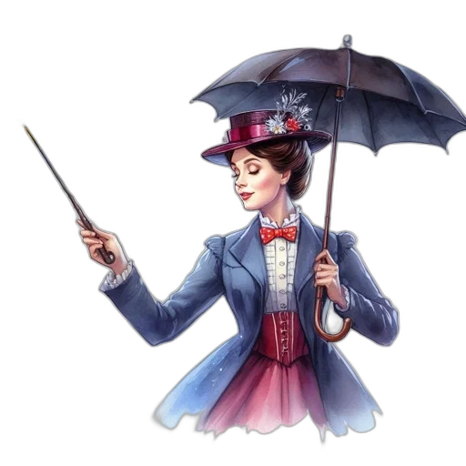 umbrella, staff, jacket, hat transparent PNG cut-out
