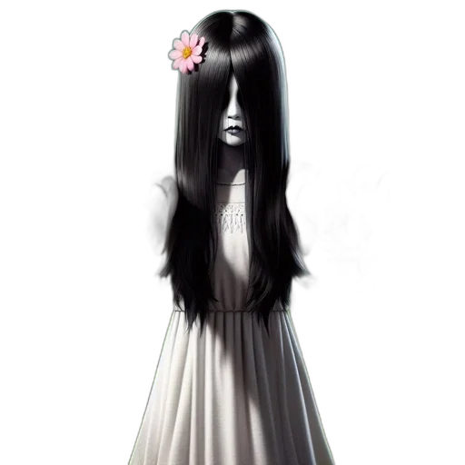 dress, hair, staff, mask transparent PNG cut-out