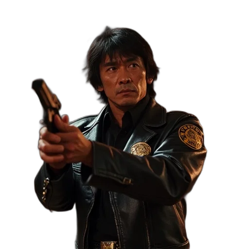 jacket, weapon, staff, face transparent PNG cut-out